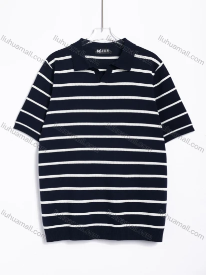 Wholesale Men's Casual Striped Short Sleeve Polo Shirt
