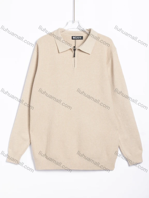 Wholesale Men's Casual Solid Zipper Collar Long Sleeve Knit Sweater