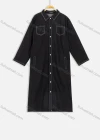 Wholesale Women's Casual 3/4 Sleeve Button Front Denim Shirt Dress - Liuhuamall