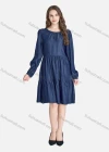 Wholesale Women's Casual Long Sleeve Ruffle Hem Button Front Plain Dress - Liuhuamall