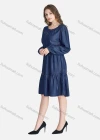 Wholesale Women's Casual Long Sleeve Ruffle Hem Button Front Plain Dress - Liuhuamall