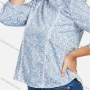 Wholesale ​Women's Casual Drawstring Sleeve Crochet Jacquard Trim Floral Print Blouse 1778# preview