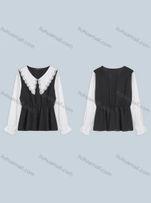 Wholesale Women's Elegant Ruched Peter Pan Collar Raglan Poet Sleeve Peplum Top FS281#, LIUHUA CLOTHING WHOLESALE