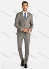 Wholesale Men's Button Blazer&Vest&Suit Pants 3-Piece Plaid Slim Fit Suit Sets - Liuhuamall