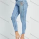 Wholesale Women's High Waist Raw Hem Distressed Cropped Skinny Jean Light Blue Clothing Wholesale Market Liuhua