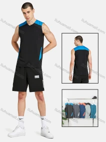 Wholesale Men's Sporty Crew Neck Sleeveless Colorblock Tank Top, LIUHUA CLOTHING WHOLESALE