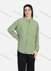 Wholesale Women's Casual Plain Patch Pockets Long Sleeve Curved Hem Button Down Shirt 1294# - Liuhuamall