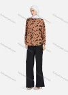 Wholesale Women's Casual Allover Ink Print Long Sleeve Curved Hem Button Down Shirt 1295# - Liuhuamall