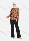 Wholesale Women's Casual Allover Ink Print Long Sleeve Curved Hem Button Down Shirt 1295# - Liuhuamall