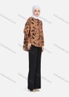 Wholesale Women's Casual Allover Ink Print Long Sleeve Curved Hem Button Down Shirt 1295# - Liuhuamall