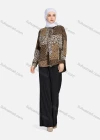 Wholesale Women's Casual Allover Leopard Print Colorblock Long Sleeve Curved Hem Shirt 1296# - Liuhuamall
