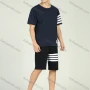 Wholesale Men's Round Neck Short Sleeve Striped T-Shirt With Shorts Set preview