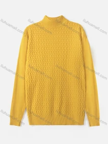 Wholesale Men's Casual Mock Neck Plain Warm Cable Knit Sweater, LIUHUA CLOTHING WHOLESALE