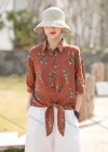 Wholesale Women's Loose Fit Half Sleeve Collared Blouse Floral Print Casual Shirt - Liuhuamall