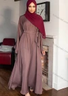 Wholesale Women's Islamic Muslim Bell Sleeve Belted Abaya Robe Dress - Liuhuamall