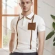 Wholesale Men's Stylish Short Sleeve Polo Shirt Modern Design with Patch Pocket and Trim 3227# White Clothing Wholesale Market Liuhua