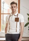 Wholesale Men's Stylish Short Sleeve Polo Shirt Modern Design with Patch Pocket and Trim 3227# - Liuhuamall