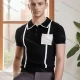 Wholesale Men's Stylish Short Sleeve Polo Shirt Modern Design with Patch Pocket and Trim 3227# Black Clothing Wholesale Market Liuhua