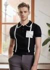 Wholesale Men's Stylish Short Sleeve Polo Shirt Modern Design with Patch Pocket and Trim 3227# - Liuhuamall