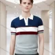 Wholesale Men's Color Block Polo Shirt Stylish Short Sleeve Design with Bold Stripes 3617# Navy Clothing Wholesale Market Liuhua