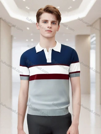Wholesale Men's Color Block Polo Shirt Stylish Short Sleeve Design with Bold Stripes 3617#, Guangzhou Clothing Wholesale Market & Suppliers - LIUHUAMALL