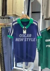 Wholesale Men's Casual Short Sleeve T-Shirt Sporty Design with Contrast Collar and Stripes 3627# - Liuhuamall