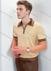 Wholesale Men's Retro Inspired Polo Shirt Stylish Short Sleeve Design with Zipper and Contrast Trim 3628# - Liuhuamall