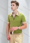 Wholesale Men's Retro Inspired Polo Shirt Stylish Short Sleeve Design with Zipper and Contrast Trim 3628# - Liuhuamall