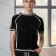 Wholesale Men's Athletic Fit T-Shirt - Modern Short-Sleeve Design with Contrast Piping 6201# Black Clothing Wholesale Market Liuhua