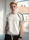 Wholesale Men's Athletic Fit T-Shirt - Modern Short-Sleeve Design with Contrast Piping 6201# - Liuhuamall