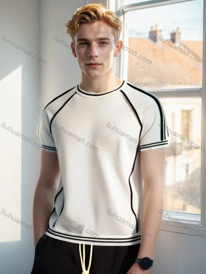 Wholesale Men's Athletic Fit T-Shirt - Modern Short-Sleeve Design with Contrast Piping 6201#