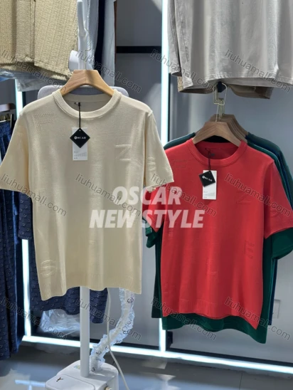 Wholesale Men's Casual Knit T-Shirt Simple Short Sleeve Design with Textured Details 6822#