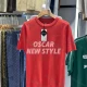 Wholesale Men's Casual Knit T-Shirt Simple Short Sleeve Design with Textured Details 6822# Red Clothing Wholesale Market Liuhua
