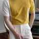 Wholesale Men's Colorblock T-Shirt Unique Short Sleeve Design with Pocket Detail 6824# Yellow Clothing Wholesale Market Liuhua