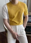 Wholesale Men's Colorblock T-Shirt Unique Short Sleeve Design with Pocket Detail 6824# - Liuhuamall