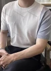 Wholesale Men's Colorblock T-Shirt Unique Short Sleeve Design with Pocket Detail 6824# - Liuhuamall