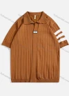 Wholesale Men's Ribbed Short Sleeve Polo Shirt Trendy Design with Contrast Stripes 6825# - Liuhuamall