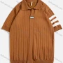 Wholesale Men's Ribbed Short Sleeve Polo Shirt Trendy Design with Contrast Stripes 6825# preview