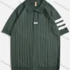 Wholesale Men's Ribbed Short Sleeve Polo Shirt Trendy Design with Contrast Stripes 6825# Green Clothing Wholesale Market Liuhua