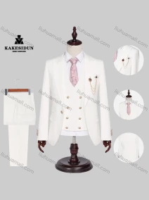 Wholesale Men's Formal Lapel Plain Chain Decor Pockets Blazer & Waistcoat & Pant 3 Pieces Suit Sets, LIUHUA CLOTHING WHOLESALE