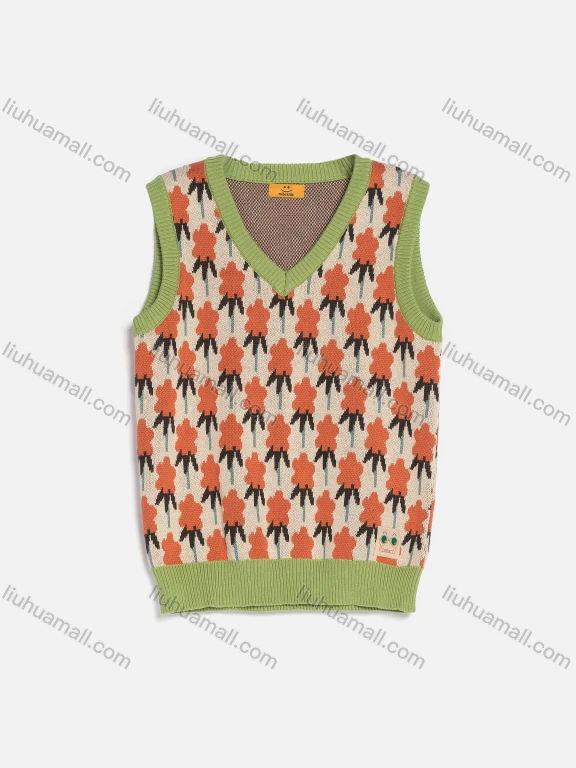 Wholesale Kid's Casual Crew Neck Sleeveless Cartoon Graphic Knit Sweater Vest MB21AMY453##