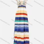 Wholesale Women's Casual Colorblock Striped Scoop Neck Cut Out Lace Shirred Ruffle Hem Maxi Cami Dress preview