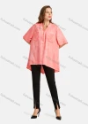 Wholesale Women's Casual V Stand Neck Short Sleeve Button Front dual Pockets Sequin Plain Top - Liuhuamall