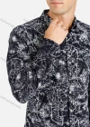 Wholesale Men's Casual Slim Fit Long Sleeve Allover Print Button Down Shirt - Liuhuamall