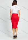 Wholesale Women's Business High Waist Button Decor Slit Hem Plain Pencil Skirt - Liuhuamall
