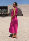 Wholesale Women's Satin Sleeveless Elegant Halter Fashion High Waist Midi Dress - Liuhuamall