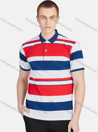 Wholesale Men's Casual Collared Short Sleeve Button Front Striped Polo Shirt, LIUHUA CLOTHING WHOLESALE