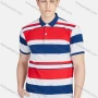 Wholesale Men's Casual Collared Short Sleeve Button Front Striped Polo Shirt preview