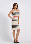 Wholesale Women's Striped Sleeveless Slit Hem Tank Dress With Cardigan 2 Piece Set - Liuhuamall