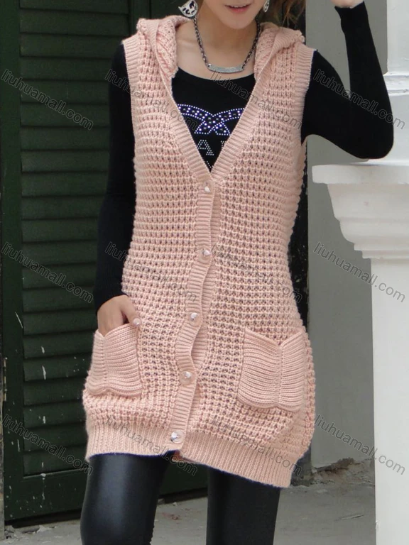 Wholesale Women's Plain Button Front Sleeveless Cardigan